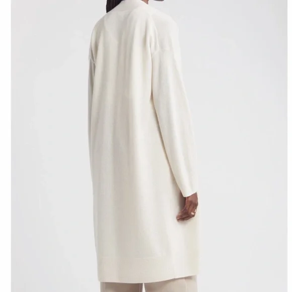 Nordstrom Long Open Front Wool & Cashmere Cardigan S - Picture 3 of 9